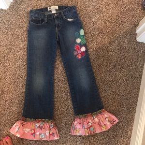Girls Gap ruffle embellished Jeans w appliqué